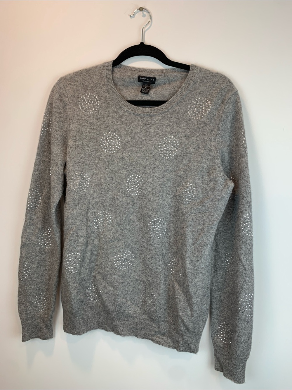 Only Mine cashmere sweater sz xl rhinestones crewneck old money preppy y2k *